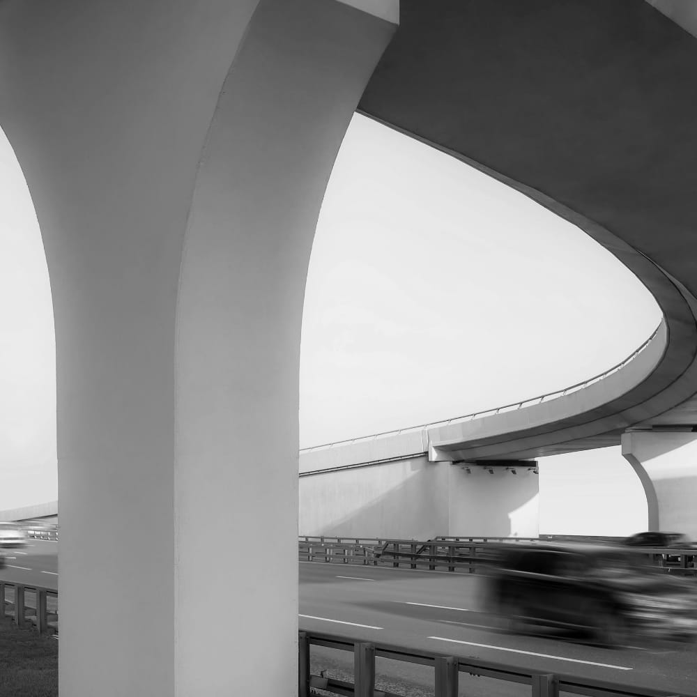 A section of a highway overpass.