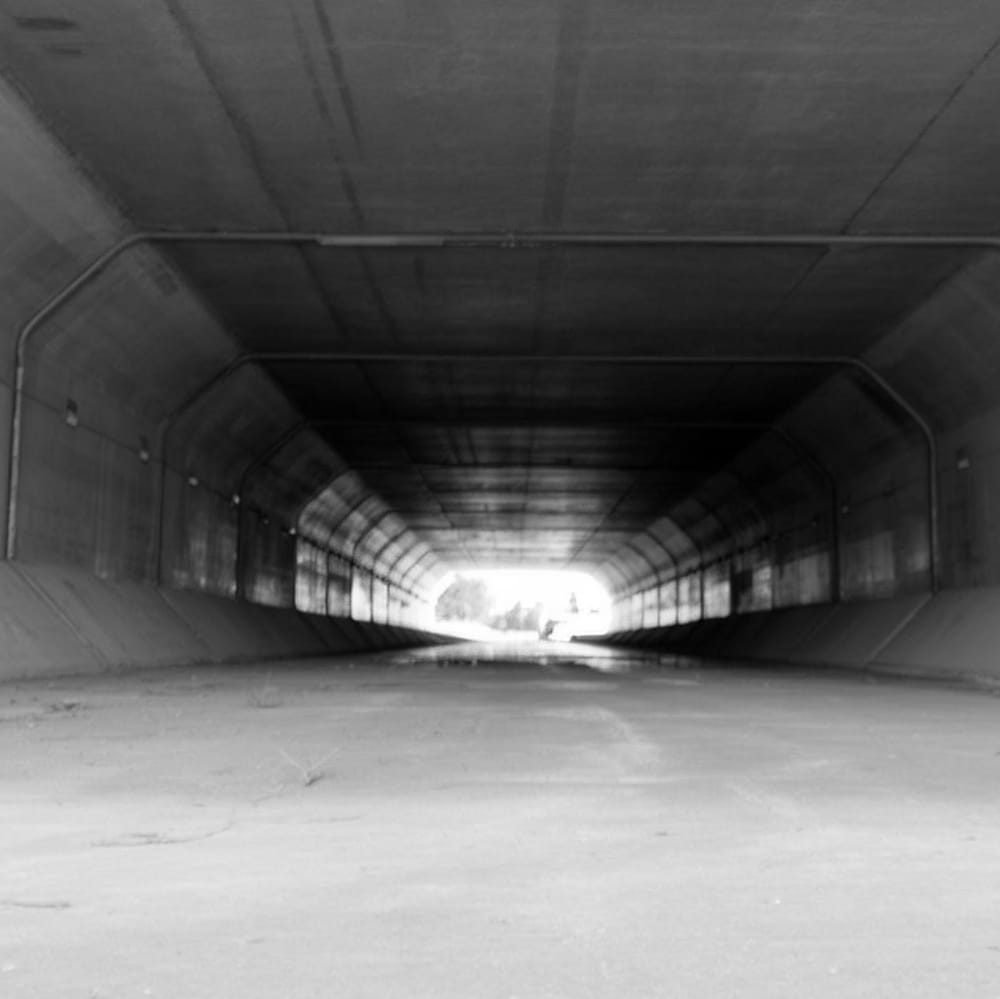 An under-road drainage tunnel.